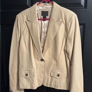 Beige Leather Women's Blazer John Paul Richard